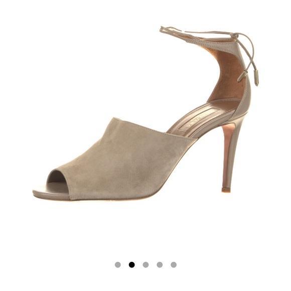 Excellent condition Aquazzura firenze taupe suede ankle tie heels size 37 - Picture 10 of 10